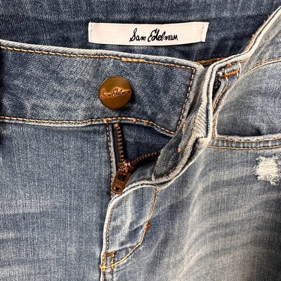 Sam Edelman The Kitten Step Ankle Mid Rise Skinny Blue Jeans SZ 26 - Picture 10 of 11